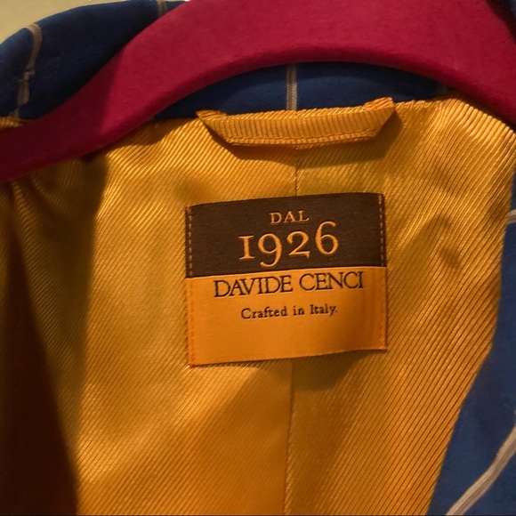 Dal 1926 Davide Cenci Blue White Striped Italian Double Breasted Blazer 42 12 - Picture 6 of 6